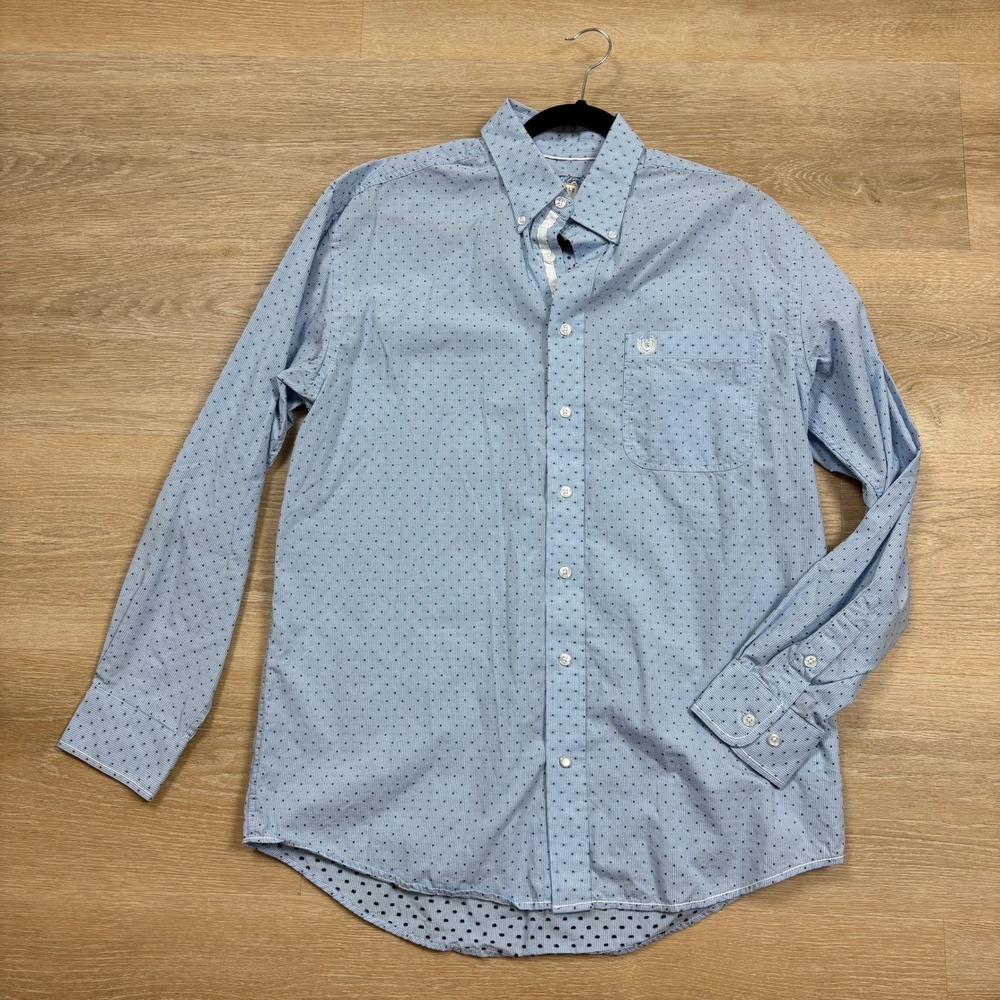 Panhandle Rough Stock Polka Dot Long Sleeve‎ Button Down Shirt Men's Medium